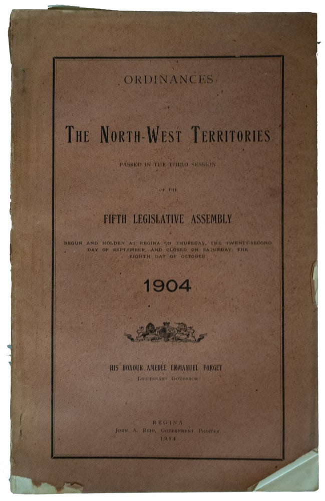 Item #25764 Ordinances of The North-West Territories, passed in the third session of the Fifth Legislative Assembly. 1903. CANADA. North-West Territories.