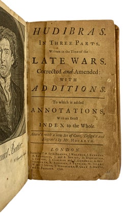 Hudibras. In Three Parts. Written at the Time of the Late Wars. Corrected and Amended: With Additions. To which is added Annotations, with an Exact Index of the Whole. Adorn'd with a new Set of Cuts, Design'd and Engrav'd by Mr. Hogarth.