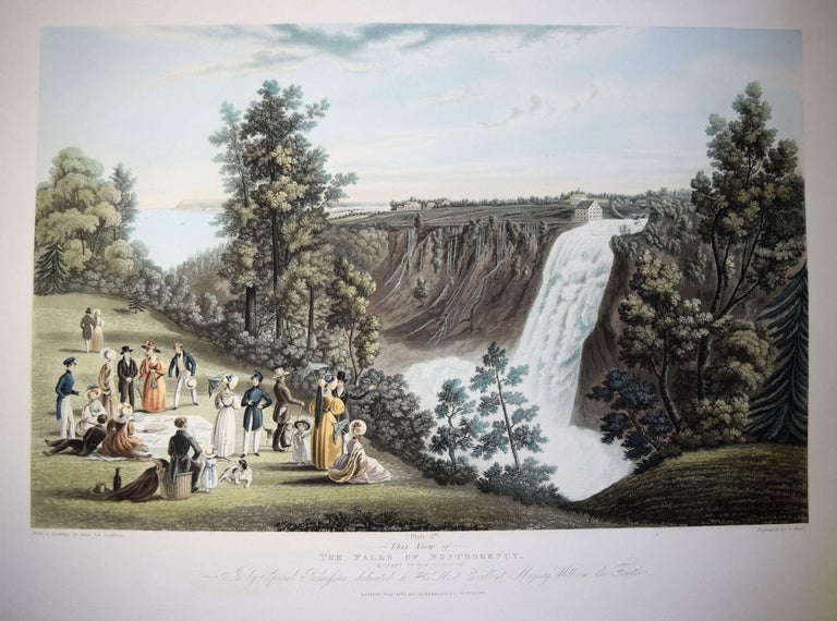 Item #36904 The Falls of Montmorency. [Quebec in the Distance]. Hand-coloured aquatint, Lt-Col. James Pattison COCKBURN, 60th Regiment.