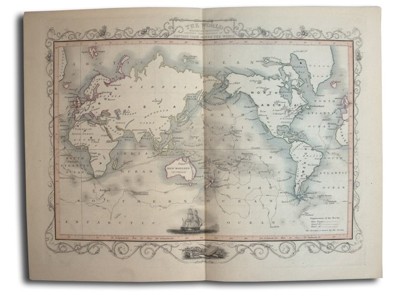 Item #37863 The World Mercator's Projection Shewing the Voyages of Captain Cook Round the World. MAP., James Rapkin.