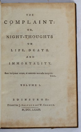 Item #37941 The Complaint: or, Night-Thoughts on Life, Death, and Immortality. In Two Volumes....