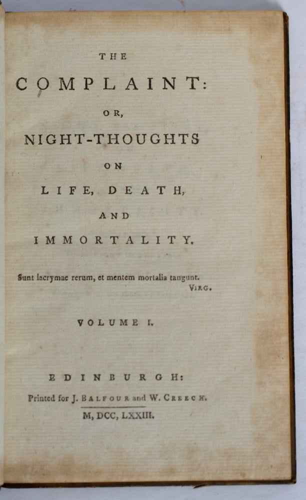 Item #37941 The Complaint: or, Night-Thoughts on Life, Death, and Immortality. In Two Volumes. The British Poets. Vol.XXXIV & XXXV. Edward YOUNG.
