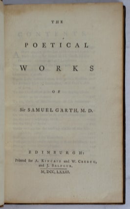 Item #37948 The Poetical Works of Samuel Garth. The British Poets. Vol.XVI. Samuel GARTH