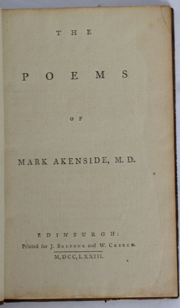 Item #37949 The Poems of Mark Akenside, M.D. The British Poets. Vol.XL. Mark AKENSIDE.