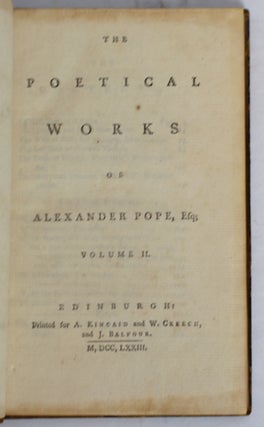 Item #37952 The Poetical Works of Alexander Pope. Volume II. The British Poets. Vol.XX. Alexander...