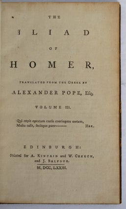 Item #37954 The Iliad of Homer. Translated by Alexander Pope. Volume III. The British Poets....