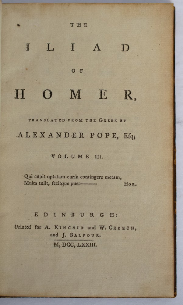 Item #37954 The Iliad of Homer. Translated by Alexander Pope. Volume III. The British Poets. Vol.XXV. Alexander POPE.