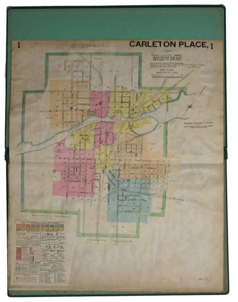 Item #37957 Insurance Plan of the Town of] Carleton Place Ont. Population 4400. Plan Dated Feb. 1926, Revised to Jan. 1950. Ontario. GOAD ATLAS. Carleton Place, Charles E.