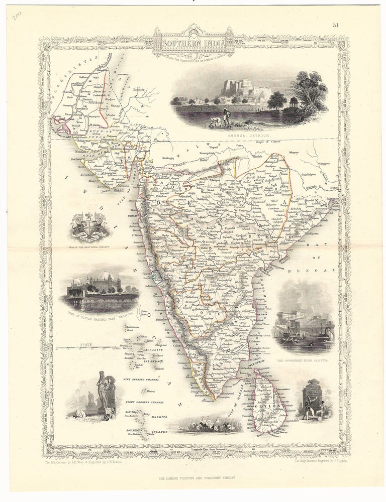 Item #39014 Southern India. The Illustrations by A.H. Wray & Engraved by J. H. Kernot. The Map, Drawn & Engraved by J. Rapkin. MAP - TALLIS.