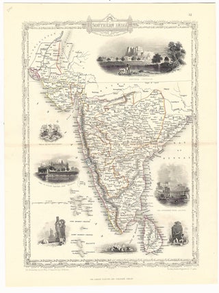 Southern India. The Illustrations by A.H. Wray & Engraved by J. H. Kernot. The Map, Drawn. MAP - TALLIS.