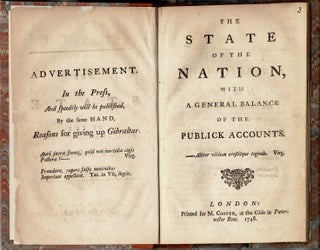 Item #39369 The State of the Nation, with a General Balance of the Publick Accounts. GREAT BRITAIN