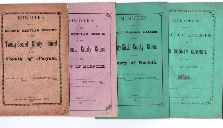 Item #39843 Minutes of the Second Regular Session of the Twenty-Second County Council of the County of Norfolk. [With] Twenty Fourth, Twenty-Sixth, Twenty-Eighth County Councils. [4 Issues]. COUNTY NORFOLK, Ontario.