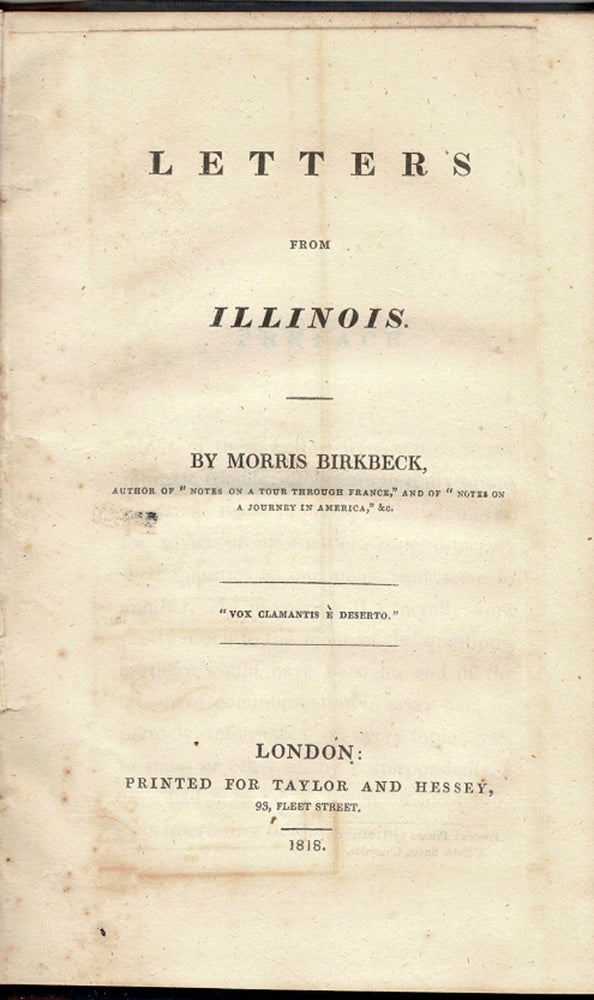 Item #40359 Letters from Illinois. Morris BIRKBECK.
