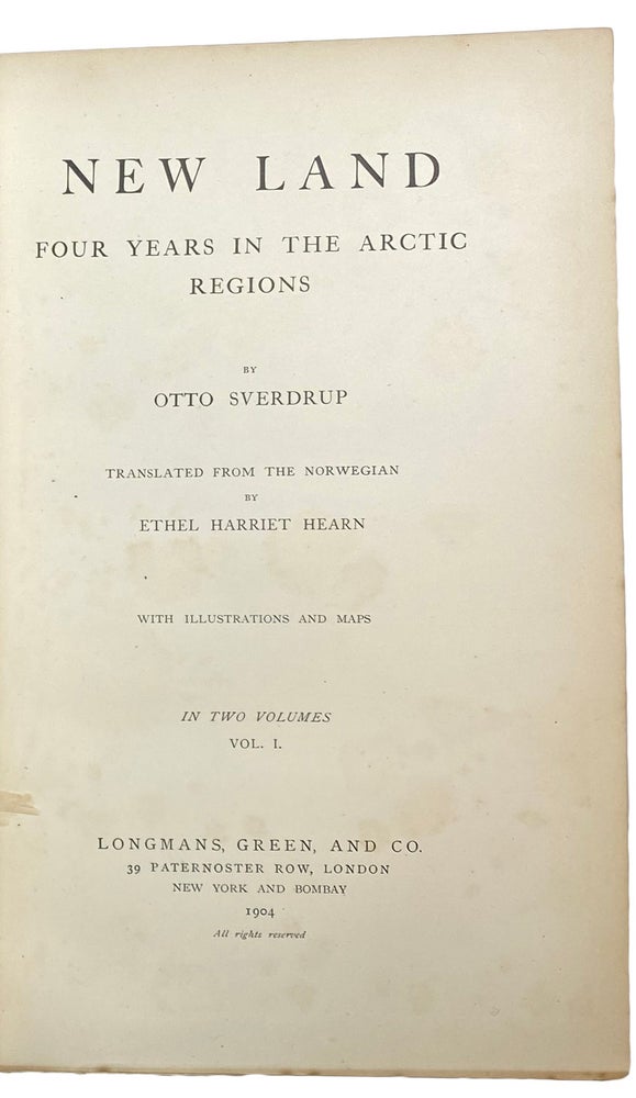 Item #40904 New Land. Four Years in the Arctic Regions. Otto SVERDRUP.