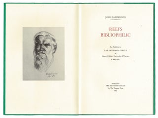 Item #41026 Reefs Bibliophilic. An Address to The Amtmann Circle at Massey College, University of...