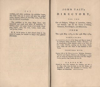 Item #41223 John Tait s Directory, for the City of Glasgow, Villages of Anderston, Calton, and...
