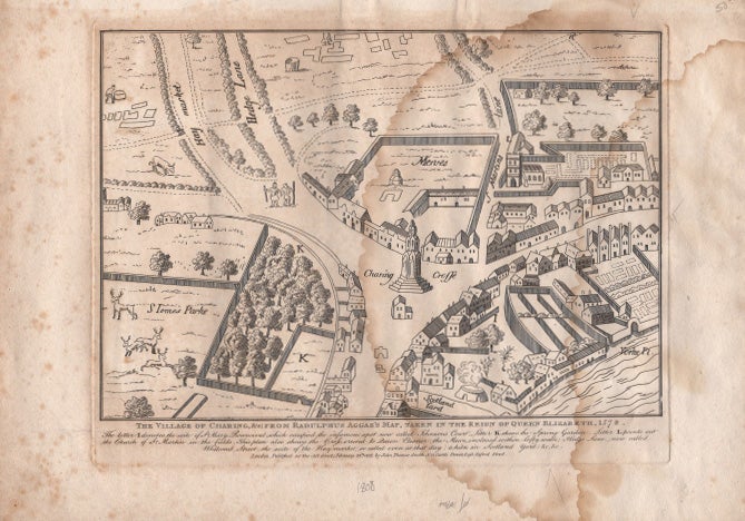 Item #41315 The Village of Charing, &c: from Radulphus Aggas's Map, taken in the Reign of Queen Elizabeth, 1578. [Title]. England PRINT. LONDON.
