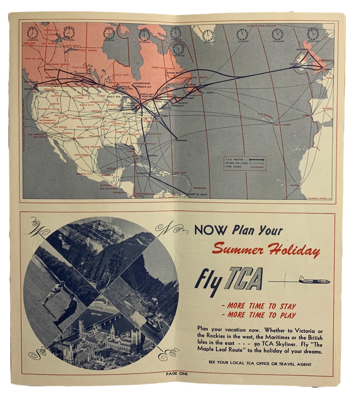 Typical Transcontinental Flight Routing Map Trans-Canada Air Lines. The Maple Leaf Route. TCA. Transcontinental ...