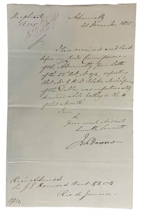 Item #42320 Autograph Letter Signed. (Fair Cop). Admiralty, 21 December 1835. Sir, I hve received...