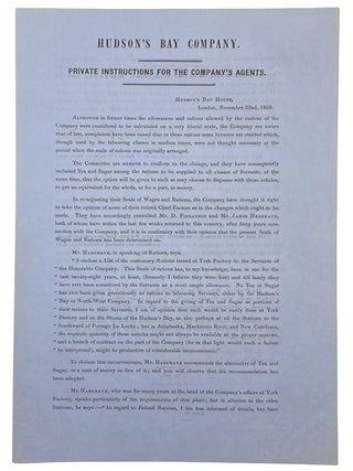 Private Instructions for the Company's Agents. Hudson&rsquo;s Bay House. Caption title. HUDSON&rsquo;S BAY COMPANY. PRIVATE.