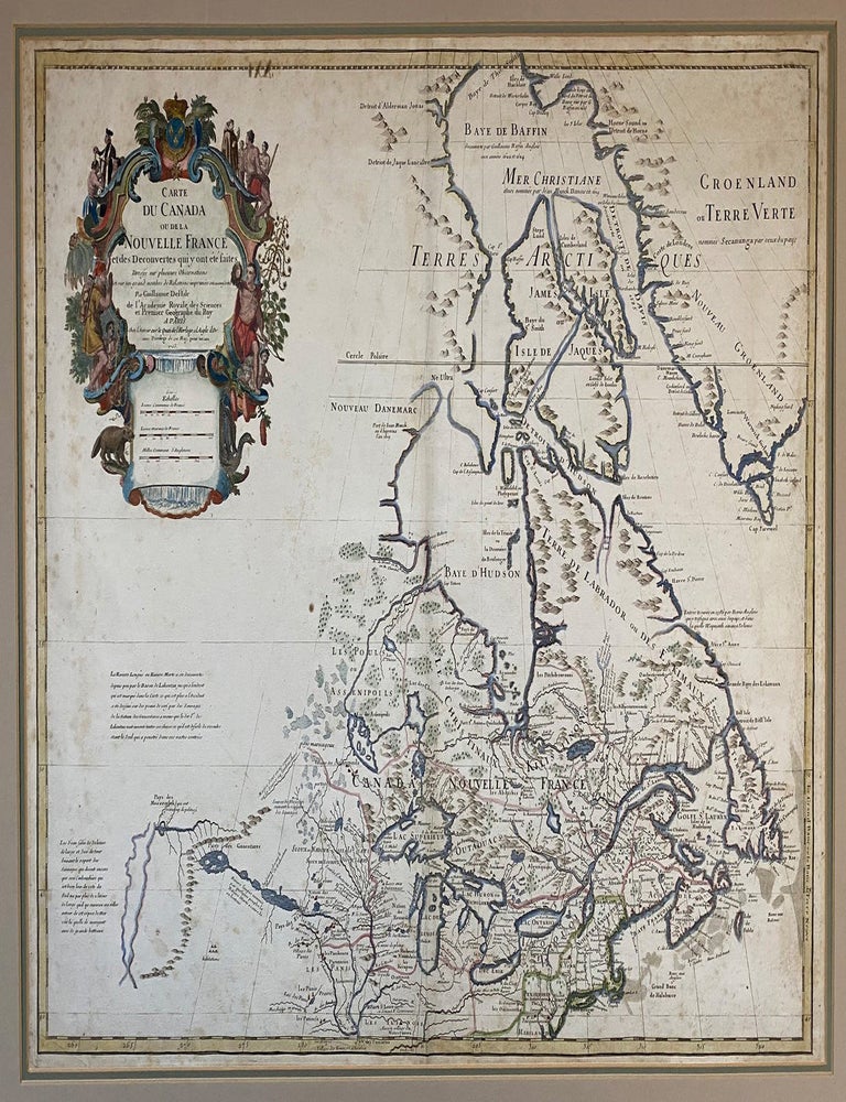 Item #42888 Carte du Canada au de la Nouvelle France et des Decouvertes qui y ont &eacute;t&eacute; faites Dress&eacute;es sur plusieurs Observations et sur un grand nombre de Relations imprim&eacute;es ou manuscrites. Guillaum MAP De L&rsquo;ISLE, Buache.