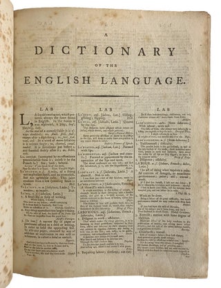 A Dictionary of the English Language in which The Words are deduced from their Originals, and Illustrated in their Different Significations by Examples from the best Writers. To which are prefixed, A History of the Language, and An English Grammar By Samuel Johnson. In Two Volumes.