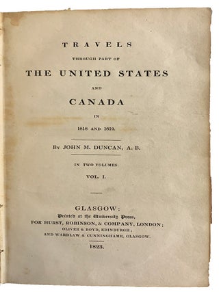 Travels through part of The United States and Canada in 1818 and 1819.