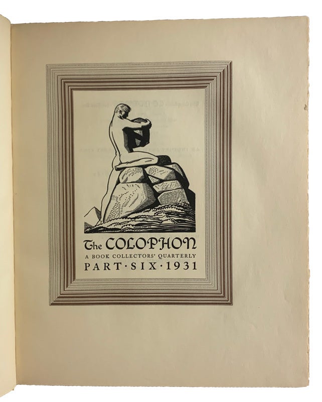 The Colophon A Book Collector's Quarterly. Part Six, 1931 | Elmer ADLER