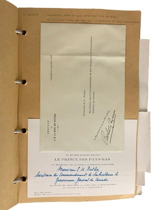 A collection of official Programmes, brochures, passes, table seating plans, menus, invitations, guidebooks, photographs, and post cards for three official tours taken by Roland Michener : The Carribean. Feb.11-26, 1969; Arctic Tour. Aug. 13-24, 1970. (only 4 post-cards); and the Netherlands and Luxembourg 14 -27,April 1971. Also, are three photographs of Governor-General in Lahr, Germany-"en route to Iran, October,1971"