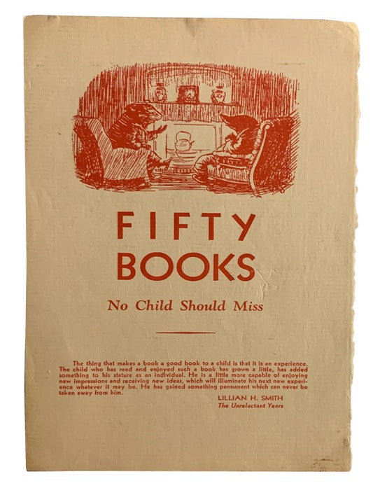 Item #44164 Fifty Books No Child Should Miss. ADVERTISEMENT.